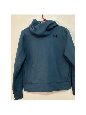 Under Armour Womens Loose Fit Funnel Neck Fleece Hoodie Teal Blue Size Small